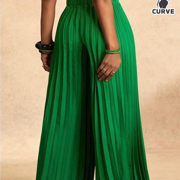 SHEIN Vibrant Green Pleated Wide-Leg Pants size XL - Picture 2 of 3